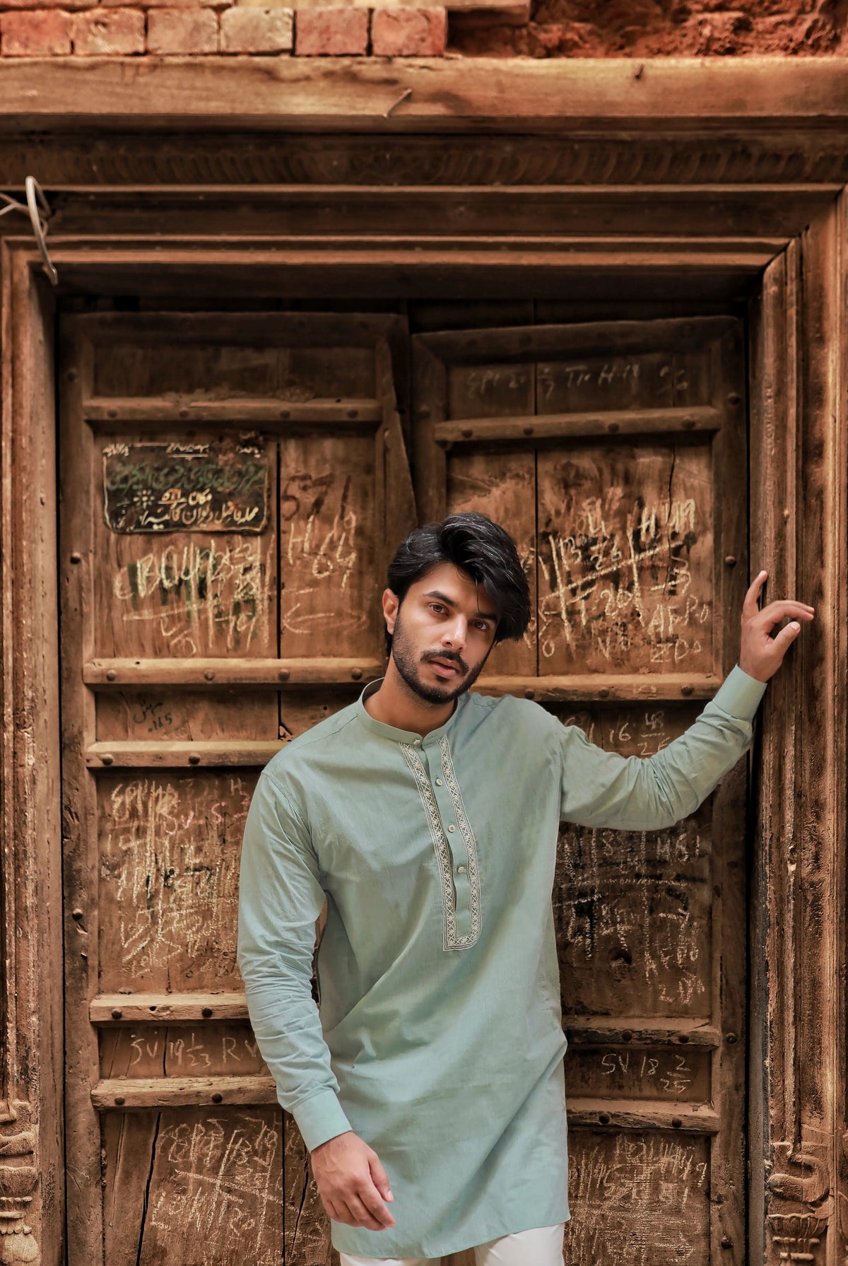 Sage Mint Hand-Embroidered Kurta Set